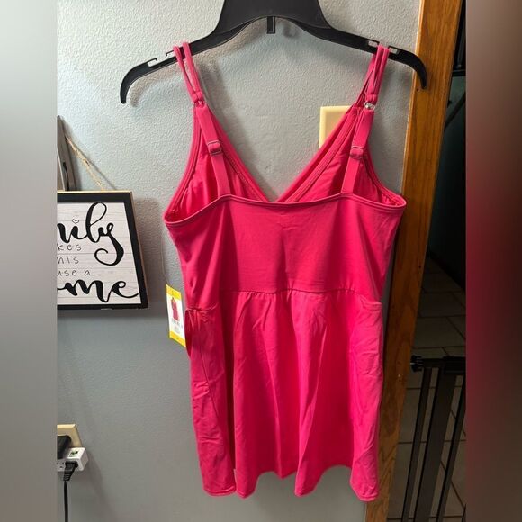 Lands' End Women's Chlorine Resist Tulip Wrap Swim Dress Swimsuit NWT Sz M Pink - Picture 8 of 10